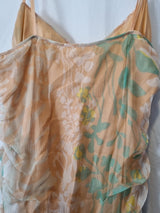 Imoda Chiffon Peach Floral Ruched Layered Casual Silk Dress Size 1213