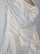 Imoda Ivory Sweetheart Ruched Simple Elegant Train Wedding Dress Sz 106