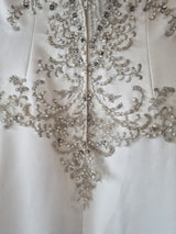 iModa Ivory Satin A-line Beaded Diamante Embroidered Strapped Dress Sz 1014