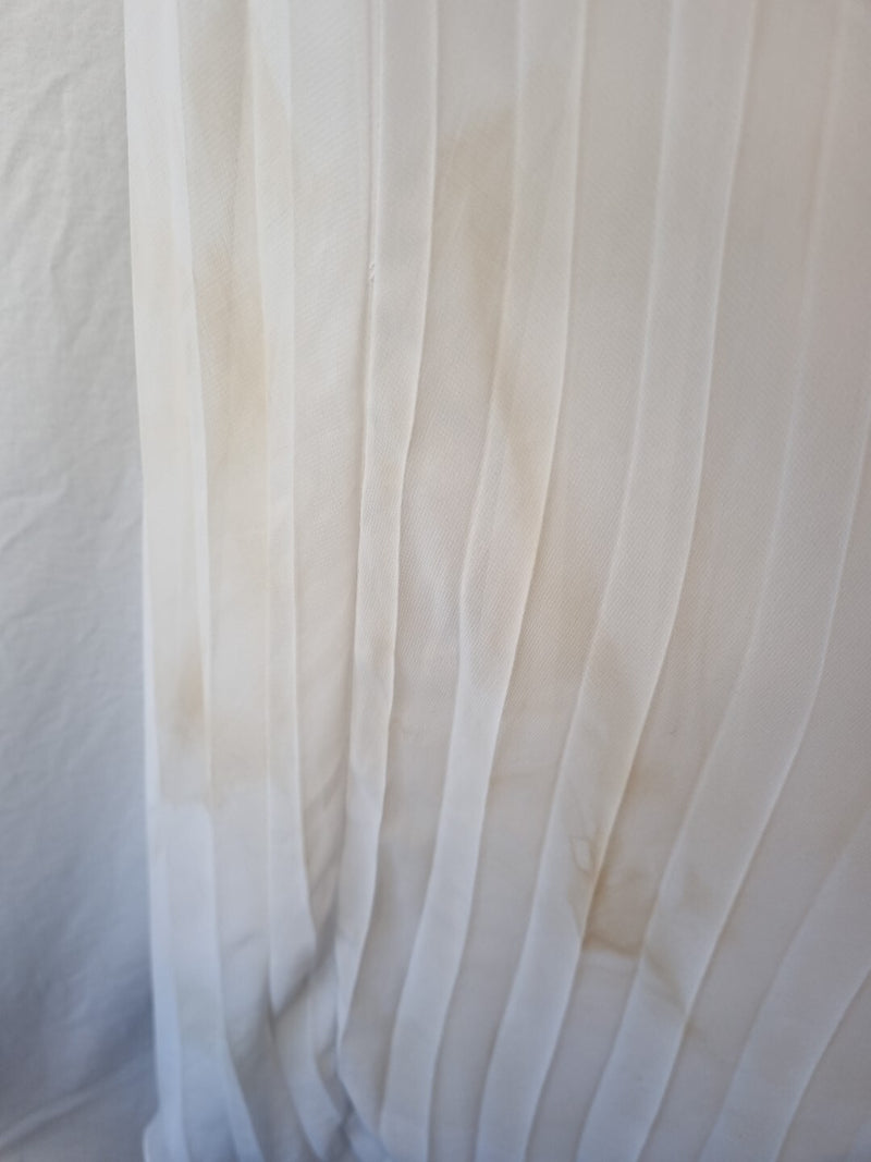 Imoda White Chiffon Gathered Pleated Grecian Empire Wedding Dress Sz 107