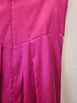 Juniper & Sage Satin Hot Pink Pleat Strapless Evening Bridesmaid Dress Sz 1212