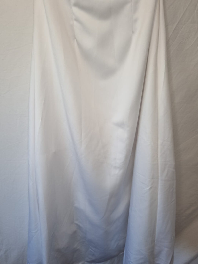 Isabella Faye White Satin Embellished Beaded A-line Wedding Dress Sz 143