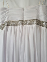 Imoda White Chiffon Sweetheart Beaded Ruched Empire Wedding Dress Sz 129