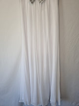 Imoda White Chiffon Ruched Beaded Sweetheart Strapless Wedding Dress Sz 121