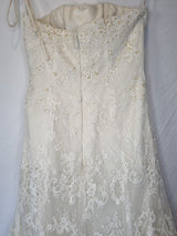 Imoda Ivory Lace Sweetheart Sequin Mermaid Train Wedding Dress Sz 1012