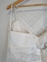 Imoda White Satin Organza Beaded Embroidered Wedding Dress Sz 1413