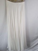 Imoda Ivory Chiffon One Shoulder Ruched Crystal Diamante Wedding Dress Sz 101