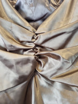 Imoda Brown Bronze Satin Ruched Beaded Halter Evening Bridesmaid Dress Sz 815