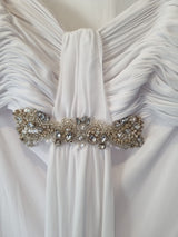 Imoda White Chiffon Sweetheart Beaded Ruched Empire Wedding Dress Sz 123