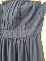 Imoda Navy Blue Chiffon Ruched Strapless Evening Bridesmaid Maxi Dress Sz 285