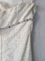 Imoda Ivory Lace Sweetheart Vneck Beaded Mermaid Train Wedding Dress Sz 1011