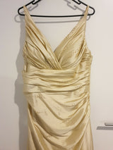 Suga Pash Gold taffeta ruched v neck maid of honour wedding dress size 121