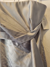 Juniper & Sage Satin Grey Pleat Strapless Evening Bridesmaid Dress Sz 103