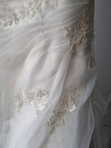 iModa Ivory Straps/Strapless Organza Ruched Beaded Lace AppliqueWedding Dress 146