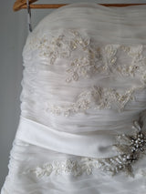 iModa Ivory Straps/Strapless Organza Ruched Beaded Lace AppliqueWedding Dress 144