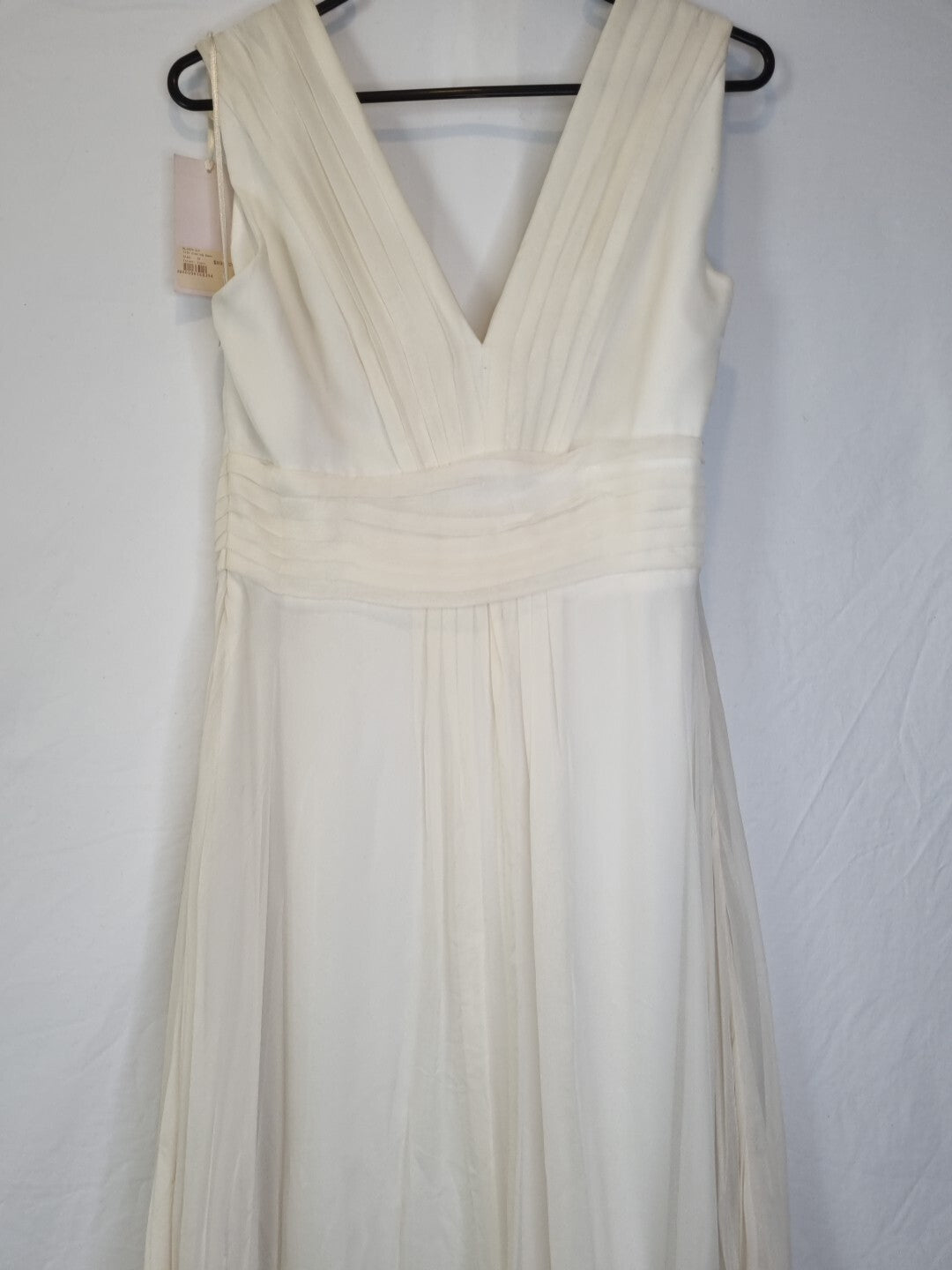 Imoda Ivory Chiffon Ruched Pleated Grecian Style V Neck Wedding Dress Sz 129