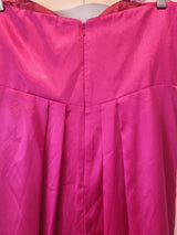 Juniper & Sage Satin Hot Pink Pleat Strapless Evening Bridesmaid Dress Sz 1210