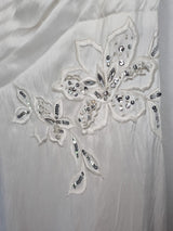 Imoda White Beaded Sequin Embroidered Pleated A-line Wedding Dress Sz 86