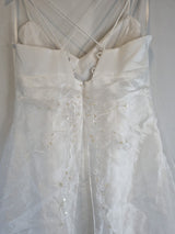 Imoda White Satin Organza Beaded Embroidered Wedding Dress Sz 1410