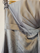 Juniper & Sage Satin Grey Pleat Strapless Evening Bridesmaid Dress Sz 104