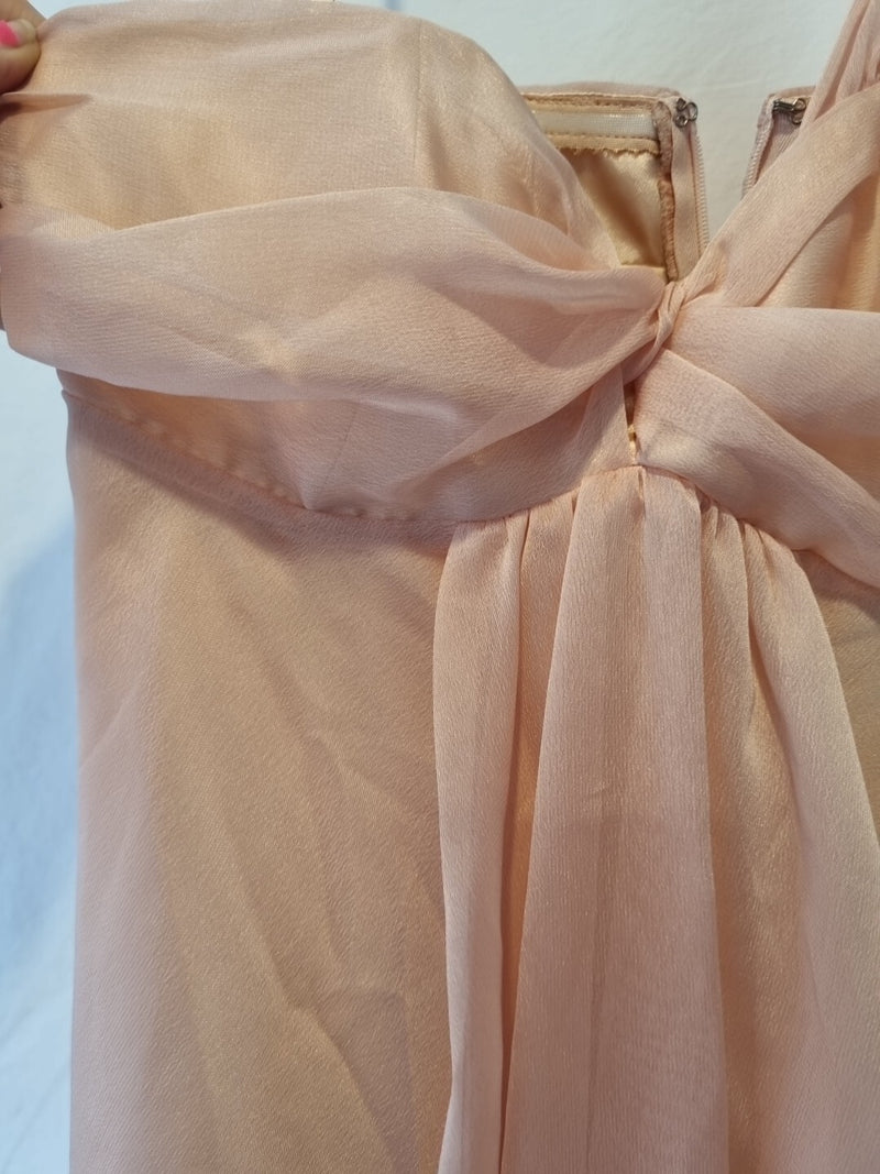 Juniper & Sage Chiffon Pink Ruched One Shoulder Evening Bridesmaid Dress Sz 84