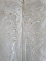 Imoda White Satin Organza Beaded Embroidered Wedding Dress Sz 1414