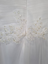 Imoda White Satin Tulle Beaded Applique Ruched Wedding Dress Sz 1215