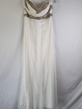 Imoda Ivory Chiffon Sweetheart Ruched Crystal Diamante Bead Wedding Dress Sz 120