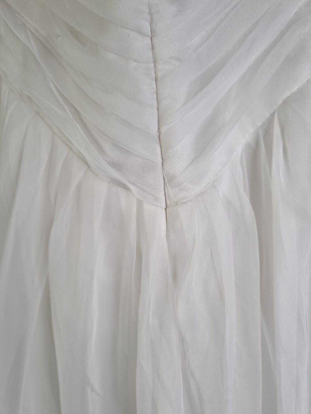 Imoda Ivory Chiffon Ruched Crystal Diamante Beaded Halter Wedding Dress Sz 1213