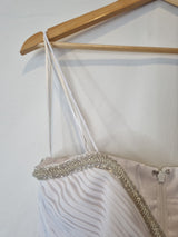 Imoda White Chiffon Sweetheart Beaded Ruched Empire Wedding Dress Sz 86