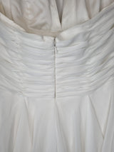 Isabella Faye Ivory Chiffon Ruched Beaded Halter Neck Train Wedding Dress Sz 1214