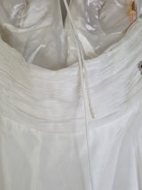 Imoda Ivory Chiffon Halter Neck Ruched Crystal Bead Backless Wedding Dress Sz 612