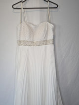 Imoda Ivory Chiffon Beaded Pleated Layered Skirt Empire Wedding Dress Sz 101