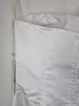 Isabella Faye White Satin Tulle Ruched Beaded One Shoulder Wedding Dress Sz 1012