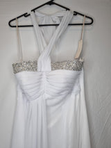 Imoda White Chiffon Ruched Beaded Halter Neck Empire Wedding Dress Sz 102