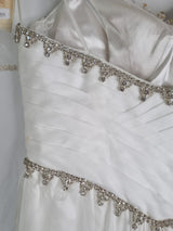 Imoda Ivory Chiffon Sweethear Ruched Crystal Diamante Beaded Wedding Dress Sz 1013