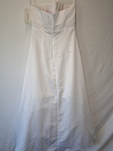 Isabella Faye White Satin Embellished Beaded A-line Wedding Dress Sz 149