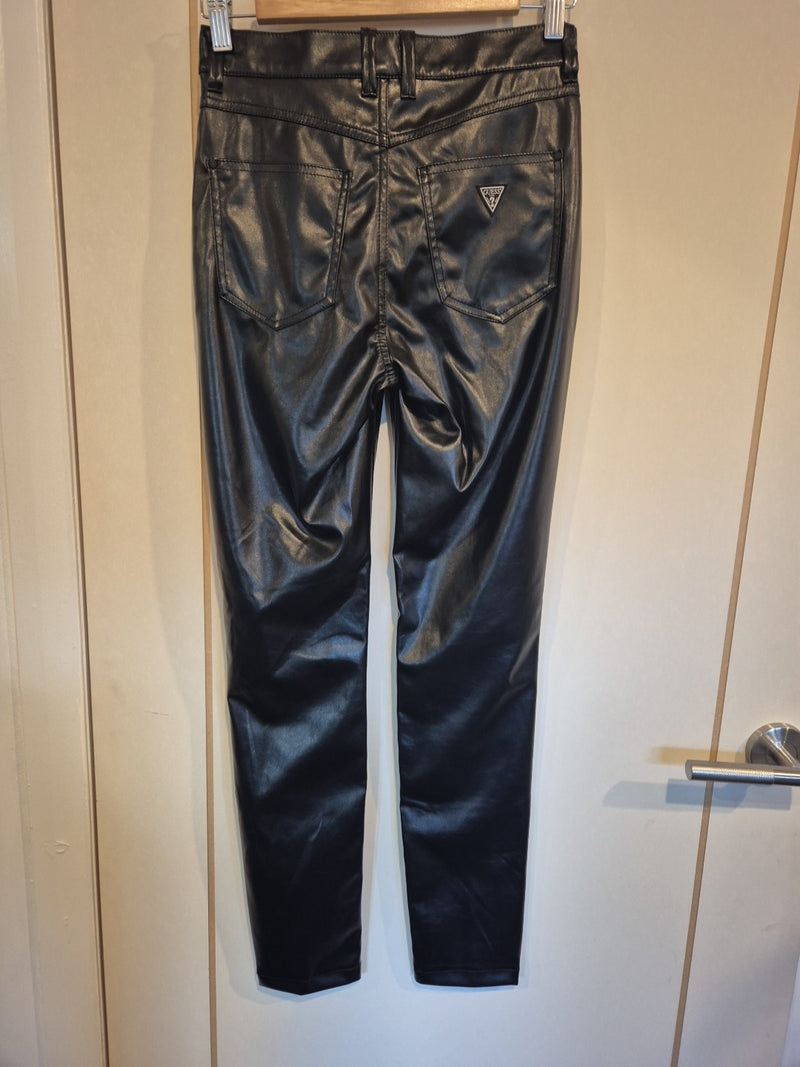 Guess Black Faux Patent Leather High Rise Skinny Leg Pants Size 276