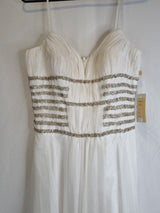 Imoda Ivory Chiffon Sweetheart Ruched Crystal Beaded Wedding Dress Sz 103