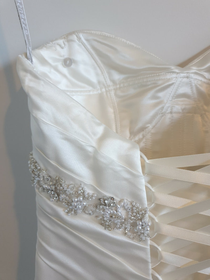Essence ivory satin sweetheart beaded wedding dress au 79
