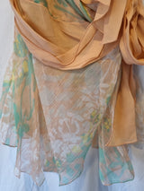 Imoda Chiffon Peach Floral Ruched Layered Wrap Casual Singlet Silk Top Size 163