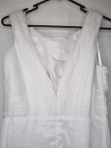 Imoda White Chiffon Ruched Pleated Crystal Grecian Empire Wedding Dress Sz 89