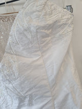 iModa White Taffeta A-line Beaded Sequin Embroidered Strapless/strap Dress Sz 142