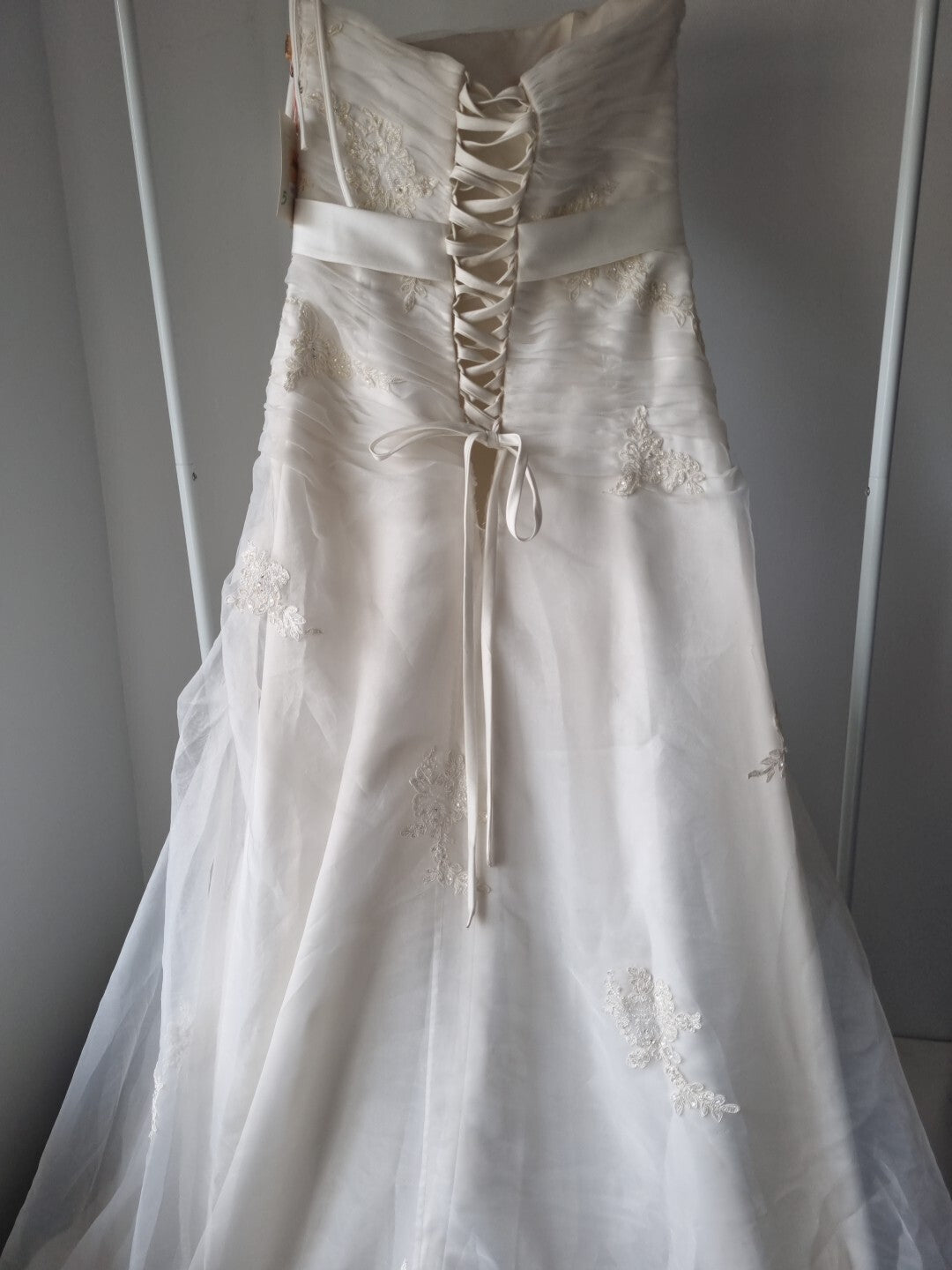 iModa Ivory Straps/Strapless Organza Ruched Beaded Lace AppliqueWedding Dress 1410