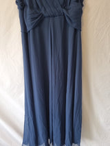 Imoda Navy Blue Chiffon V-neck Evening Bridesmaid Long Maxi Dress Sz 261