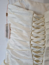 Imoda Ivory Ruched Beaded Embroidered Puckered Wedding Dress Sz 1012