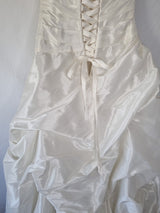 Imoda Ivory Taffeta Sweetheart Ruched Full A-line Train Wedding Dress Sz 1411