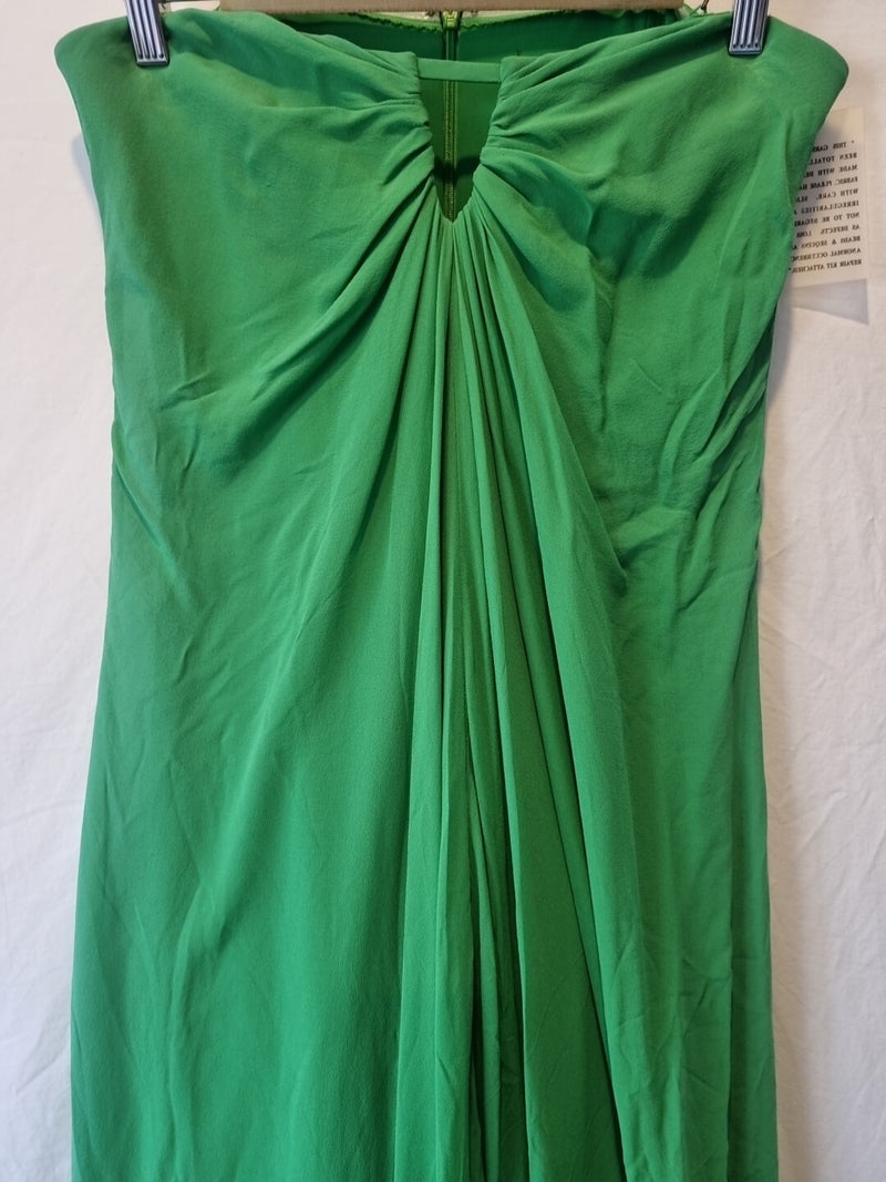 Imoda Chiffon Green Ruched Beaded Strapless Cut Out Evening Bridesmaid Dress 122