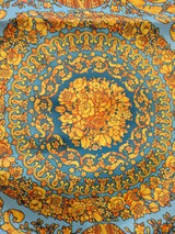Baroque Style Satin Blue Yellow Fabric 134cm x 10m4