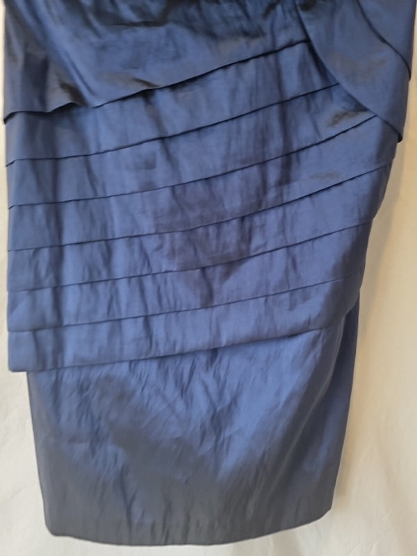 Imoda Navy Blue Taffeta Layered Strapless Evening Bridesmaid Mini Dress Sz 161